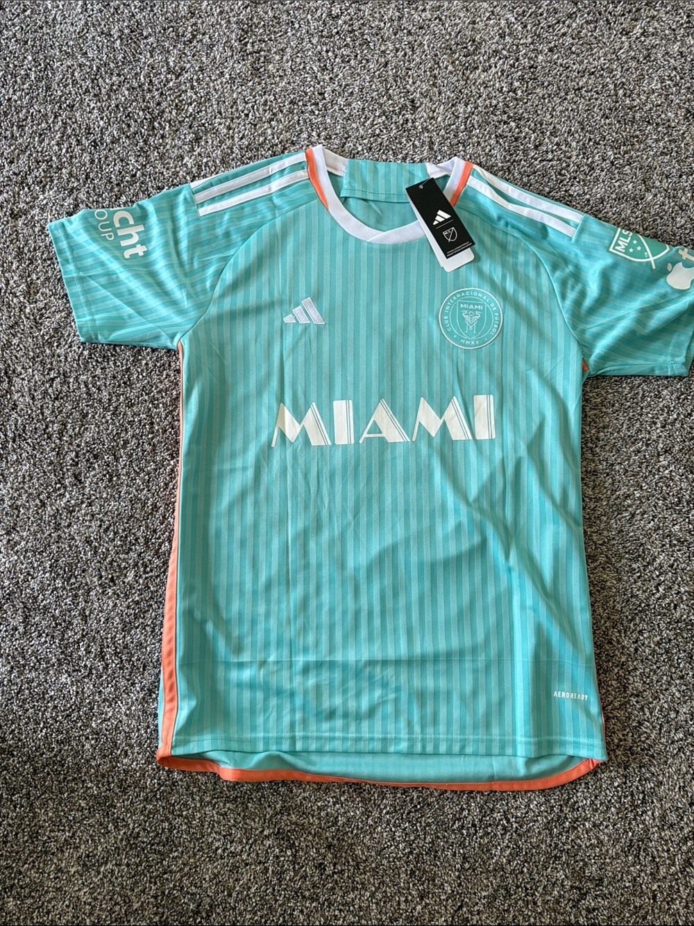 Teal Miami Soccer Jersey with Coral Trim